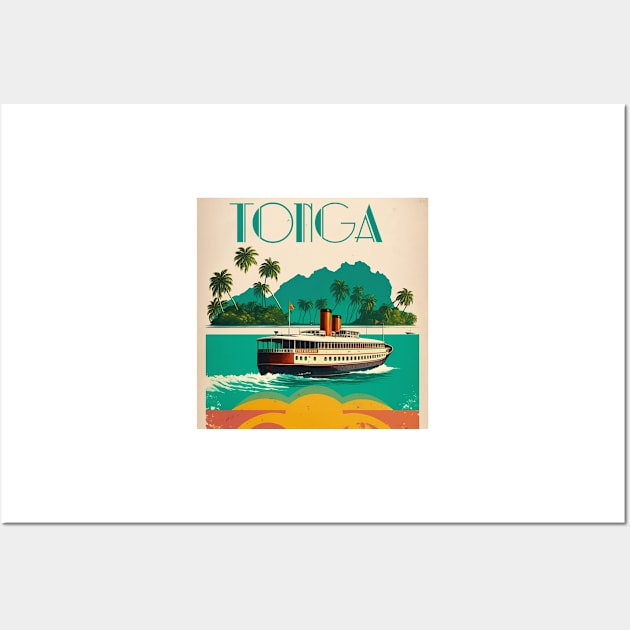 Tonga Boat Vintage Travel Art Poster Wall Art by OldTravelArt